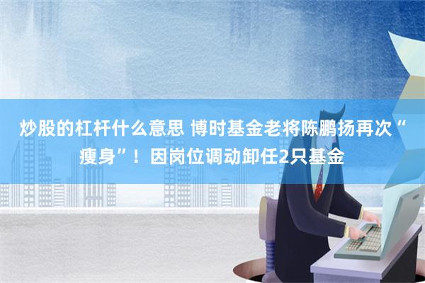 炒股的杠杆什么意思 博时基金老将陈鹏扬再次“瘦身”！因岗位调动卸任2只基金