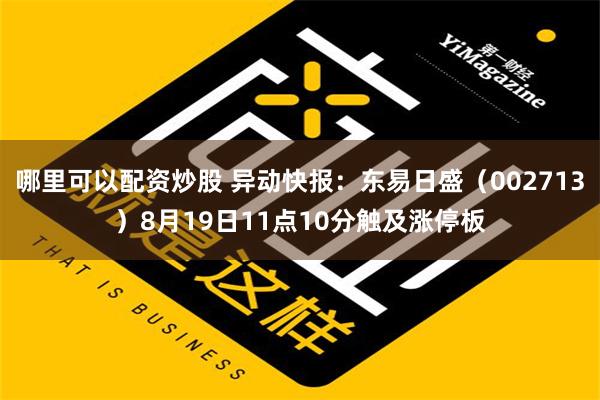 哪里可以配资炒股 异动快报：东易日盛（002713）8月19日11点10分触及涨停板