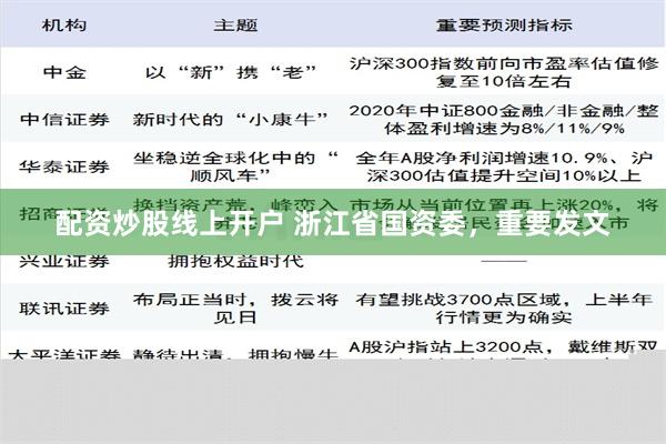 配资炒股线上开户 浙江省国资委，重要发文